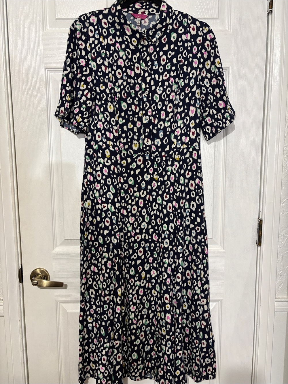 Joules Black Midi Dress with Pastel Abstract Spots